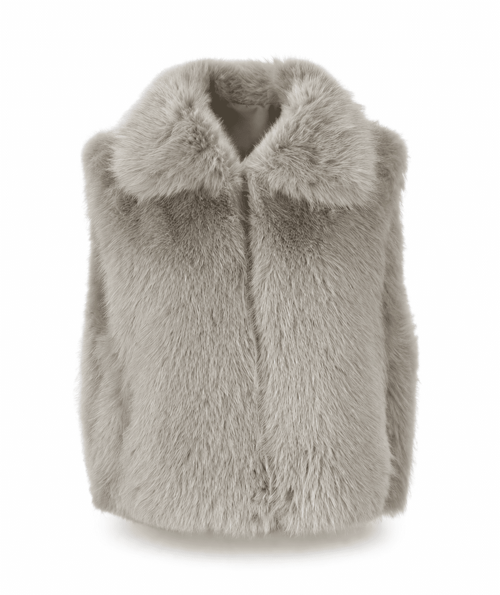 Colete de pelo com bolsos cinza Colete de pelo com bolsos cinza