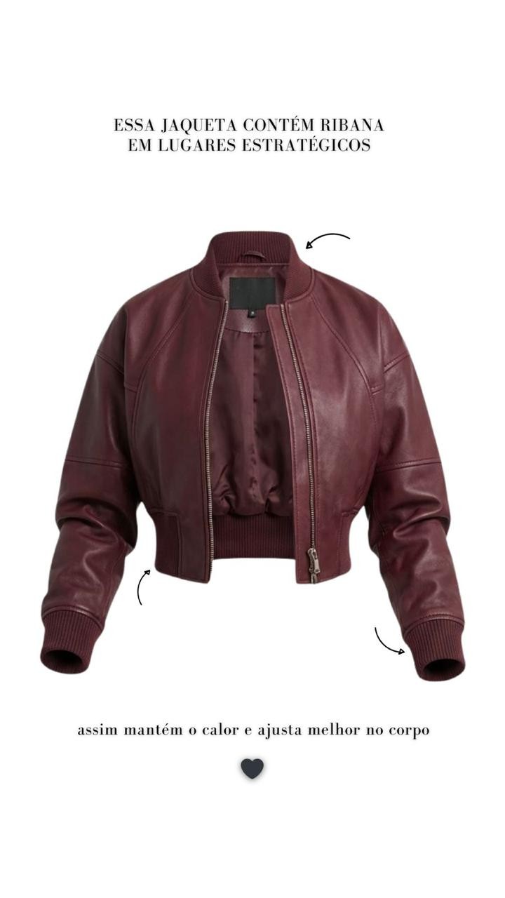 Jaqueta curta de courino uva Jaqueta curta de courino uva