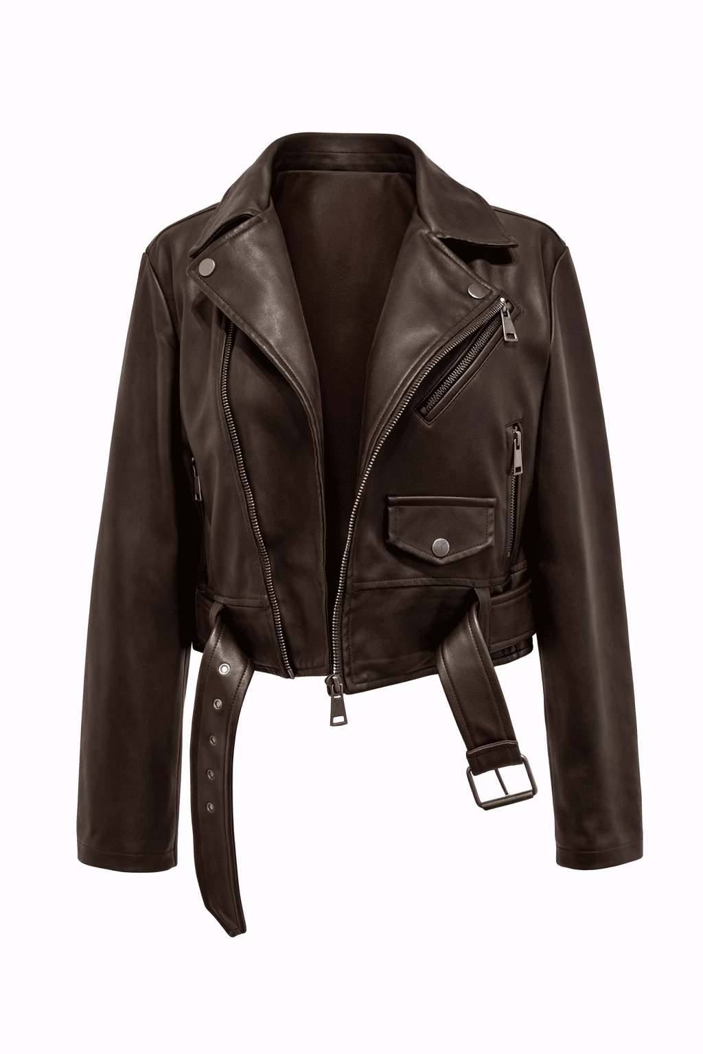 Jaqueta biker em courino marrom Jaqueta biker em courino marrom