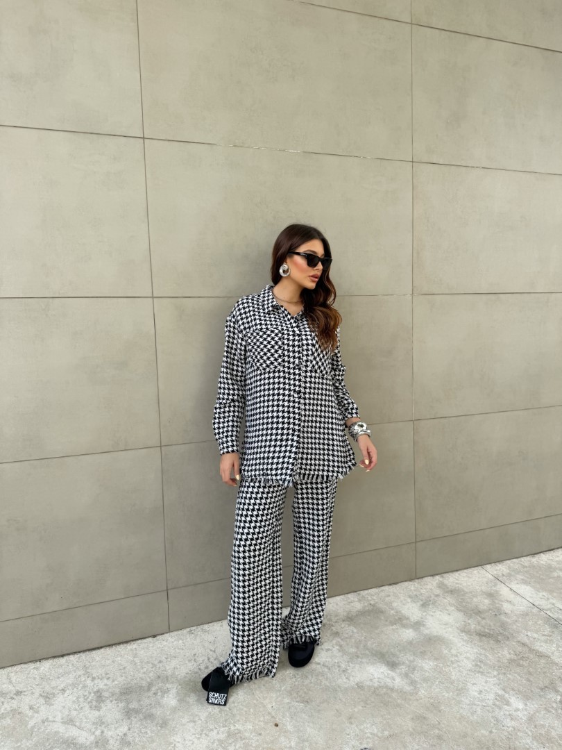 Conjunto camisa e calça pied-de-poule preto Conjunto camisa e calça pied-de-poule preto