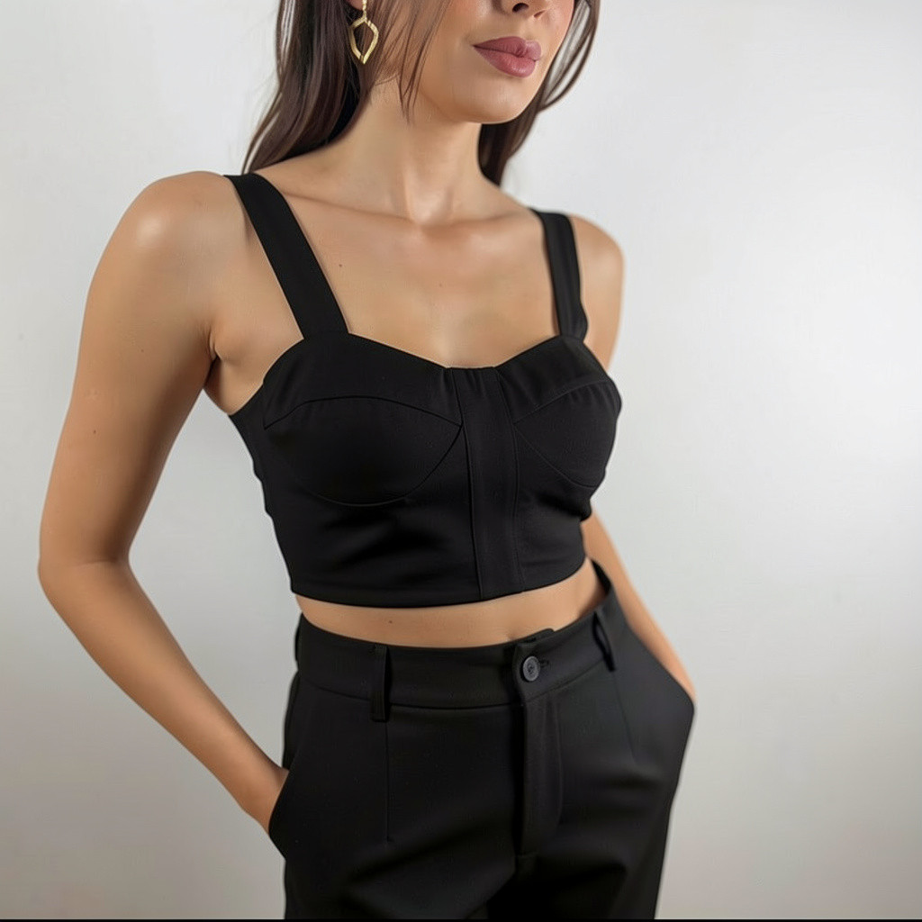 Cropped alças largas preto Cropped alças largas preto