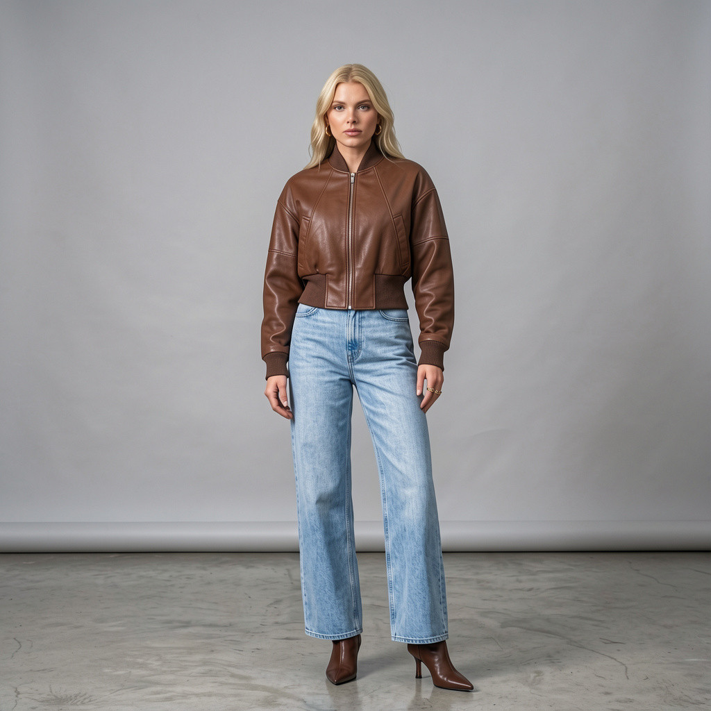 Jaqueta curta de courino marrom Jaqueta curta de courino marrom