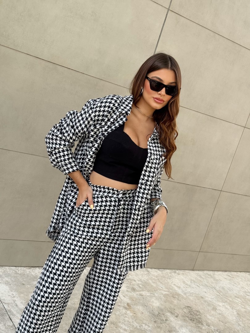 Conjunto camisa e calça pied-de-poule preto Conjunto camisa e calça pied-de-poule preto