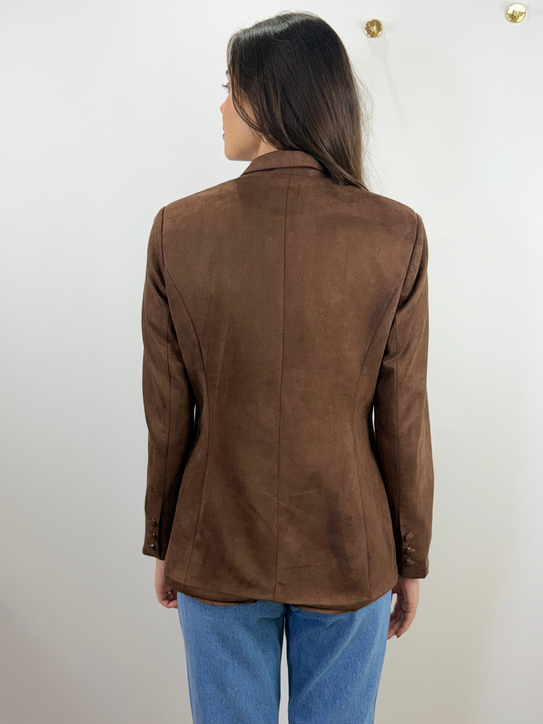 Blazer em suede lapela ampla marrom Blazer em suede lapela ampla marrom