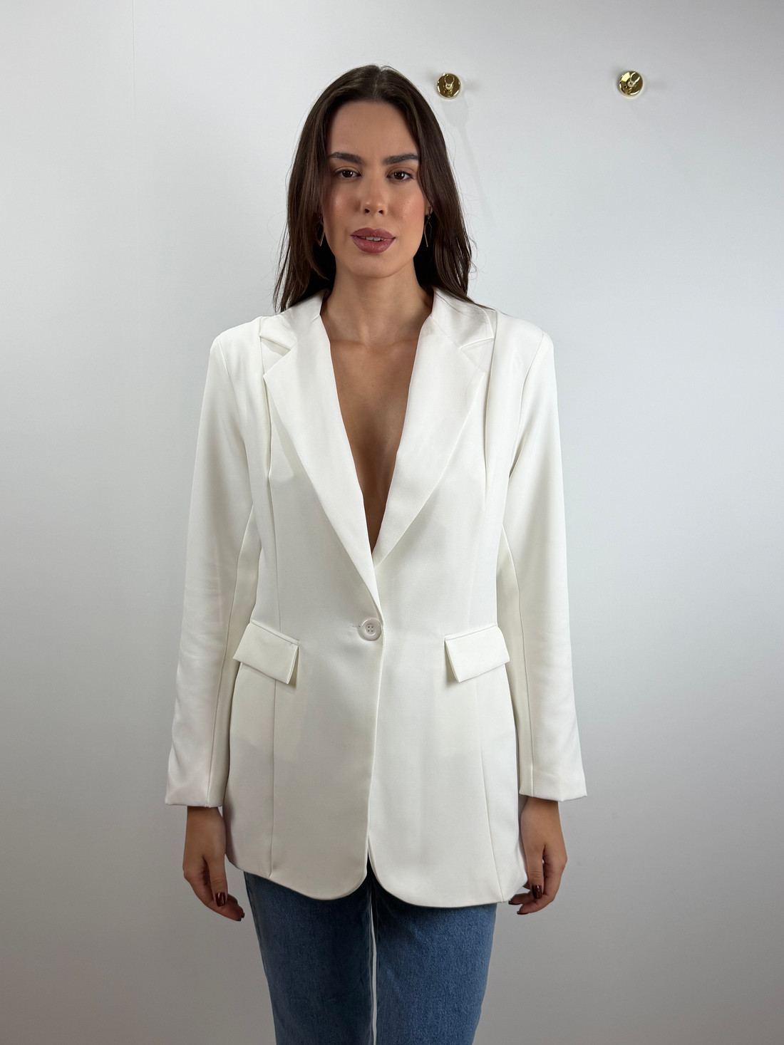 Blazer alongado off white Blazer alongado off white
