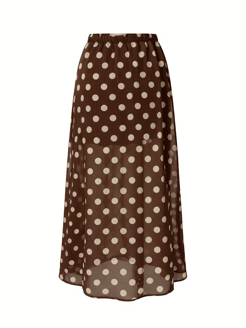 Saia midi estampa poá marrom Saia midi estampa poá marrom