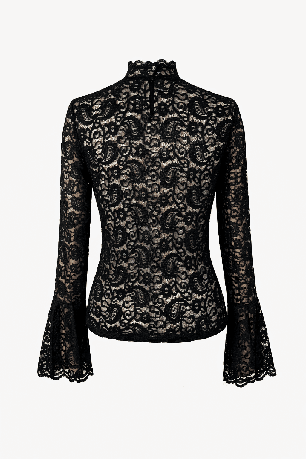 Blusa de renda manga flare preta Blusa de renda manga flare preta