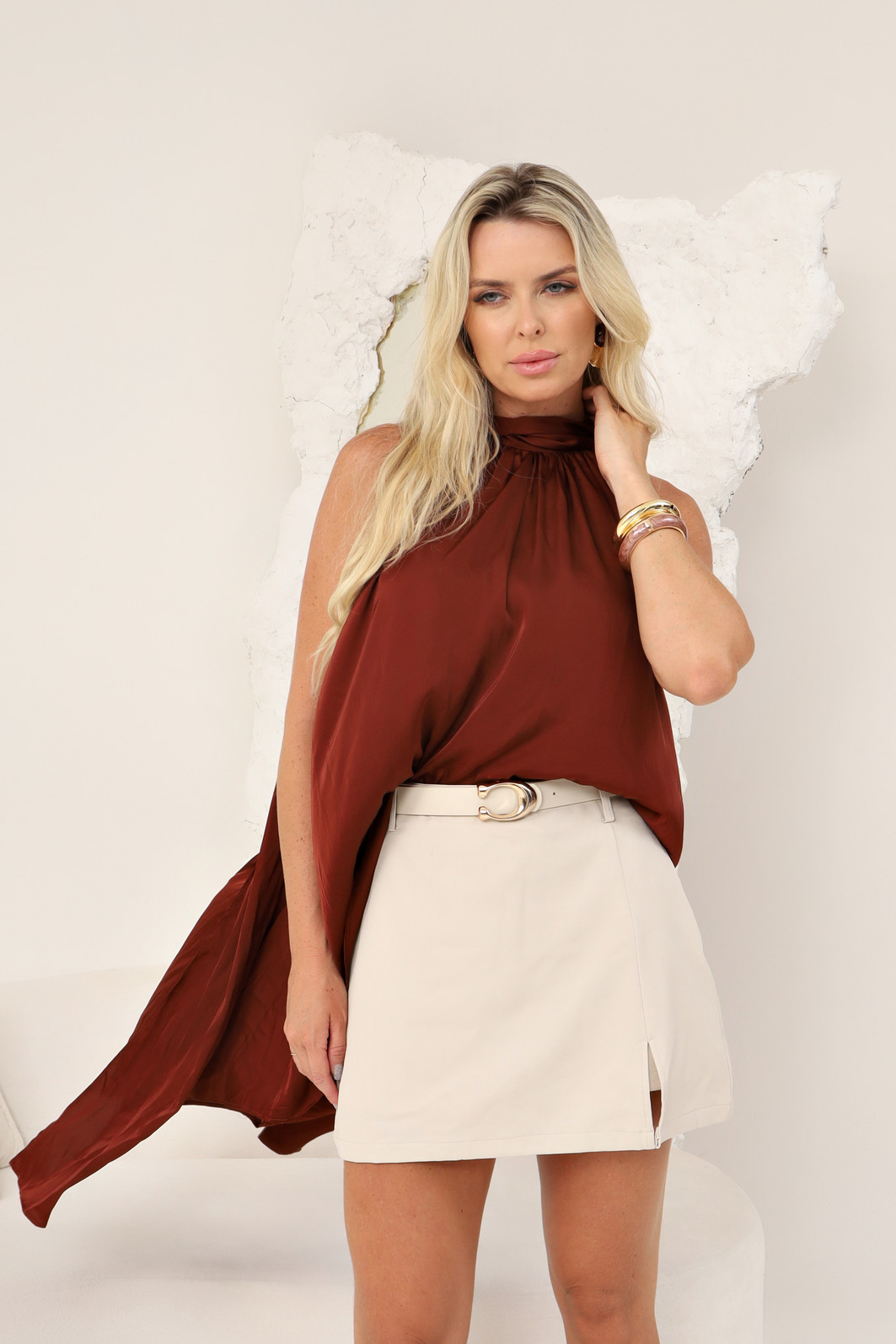 Túnica acetinada terracota Túnica acetinada terracota