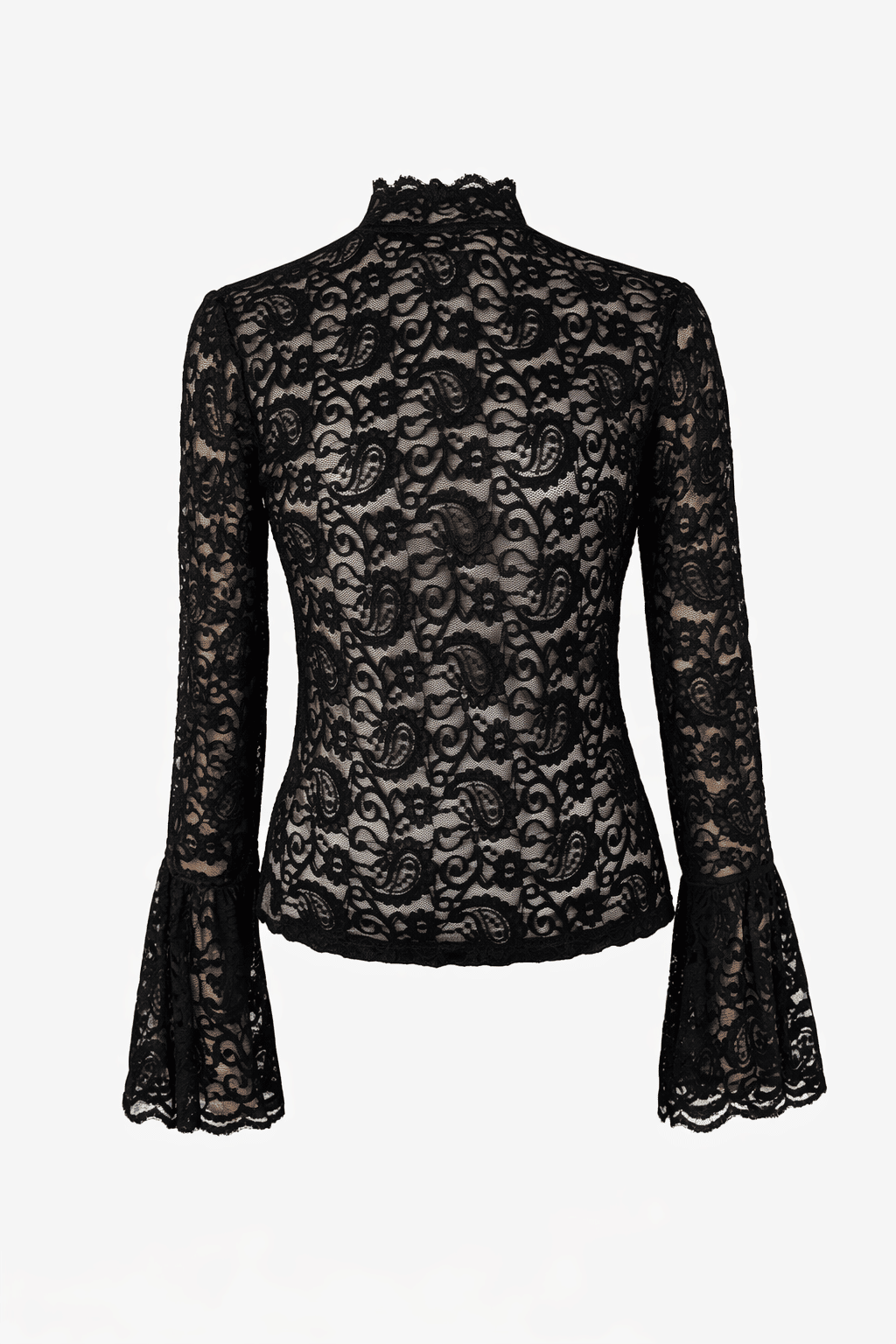 Blusa de renda manga flare preta Blusa de renda manga flare preta