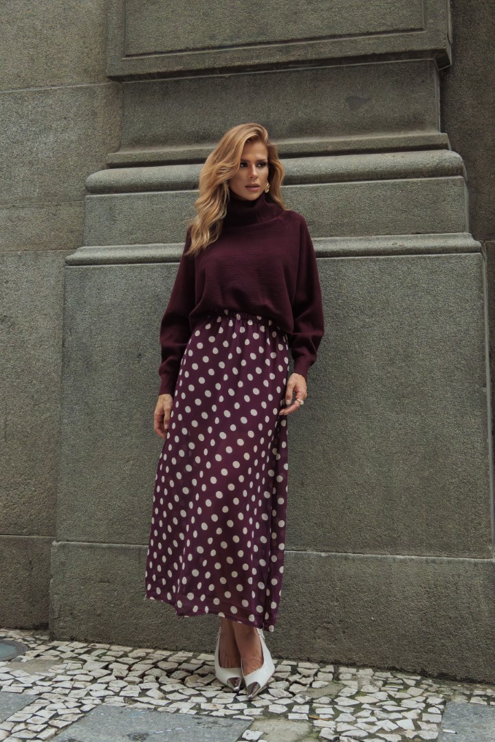 Blusa de tricot com gola uva Blusa de tricot com gola uva