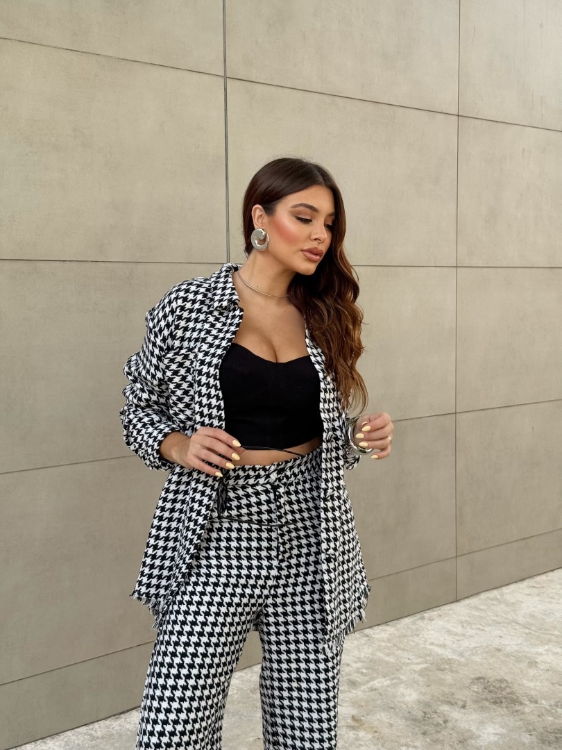 Conjunto camisa e calça pied-de-poule preto Conjunto camisa e calça pied-de-poule preto