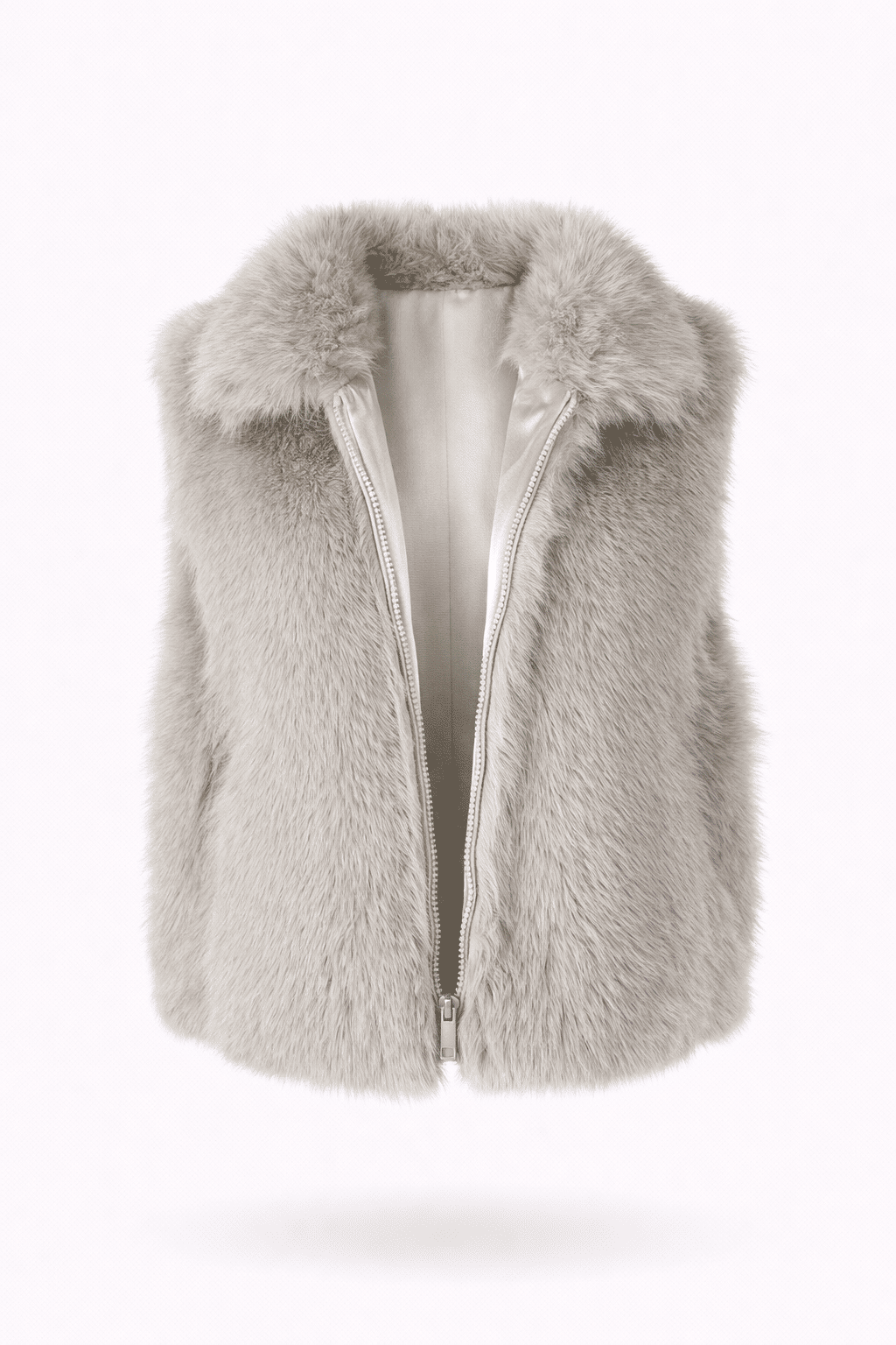 Colete de pelo com bolsos cinza Colete de pelo com bolsos cinza