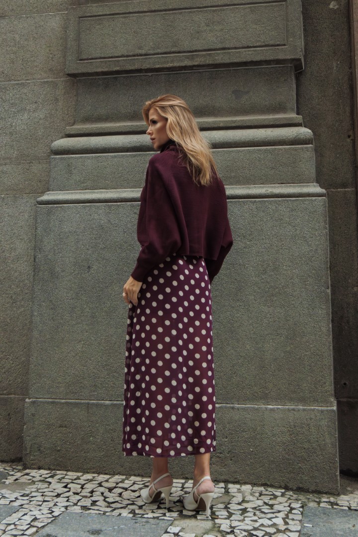 Blusa de tricot com gola uva Blusa de tricot com gola uva