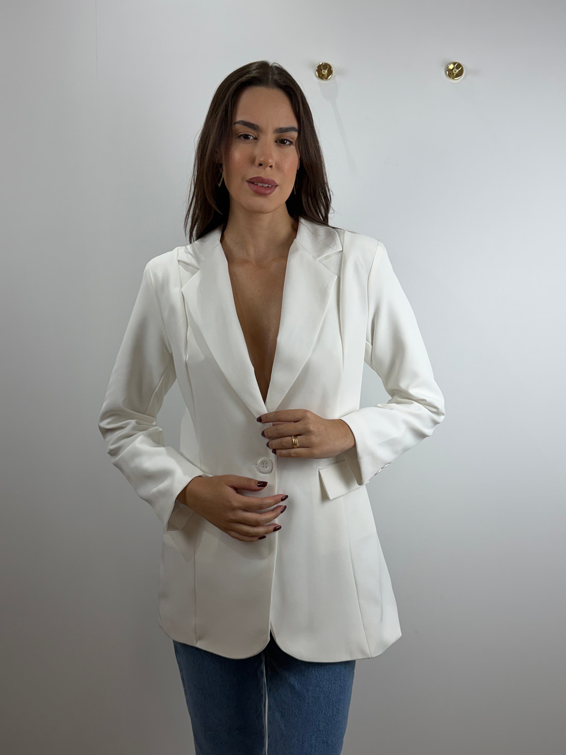 Blazer alongado off white Blazer alongado off white