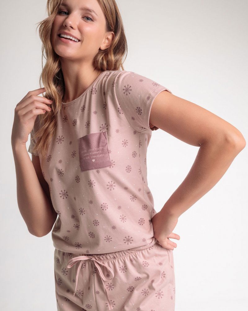 Pijama Feminino Manga Curta Com Shorts