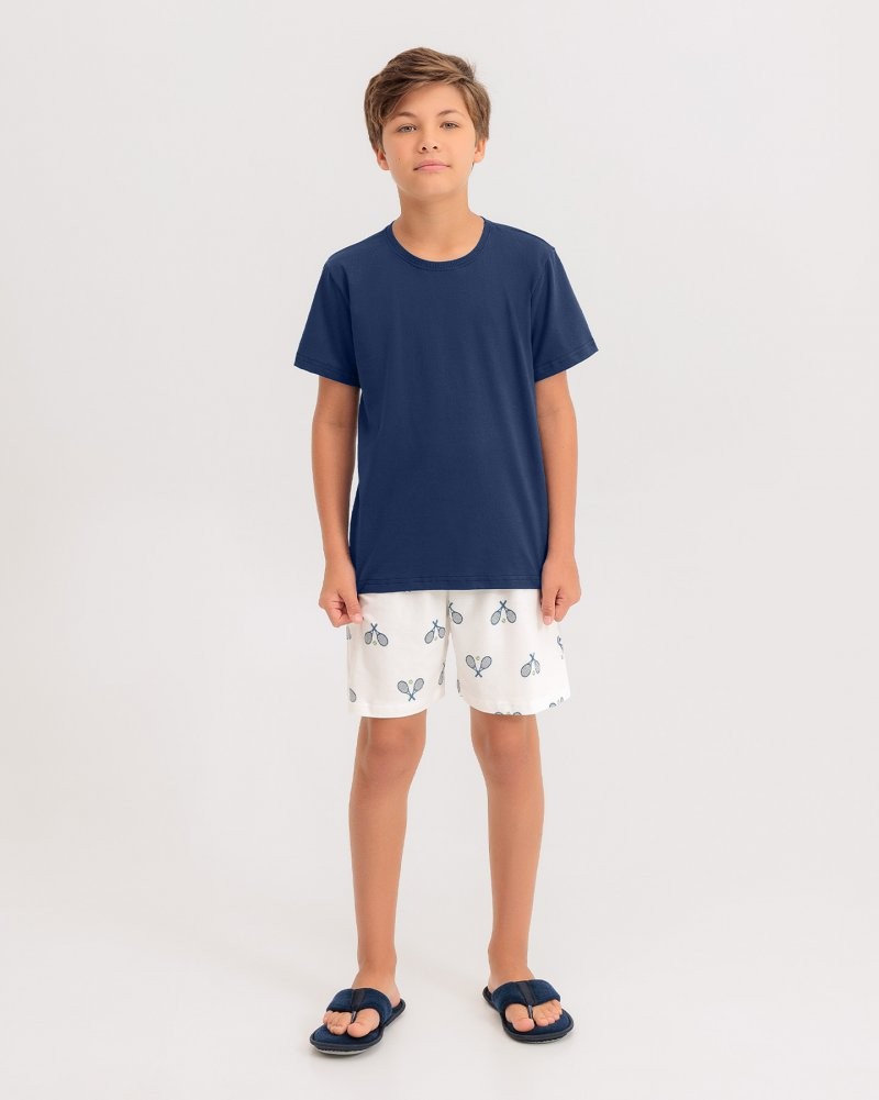 Pijama Masculino Infantil Manga Curta Com Bermuda Pijama Masculino Infantil Manga Curta Com Bermuda
