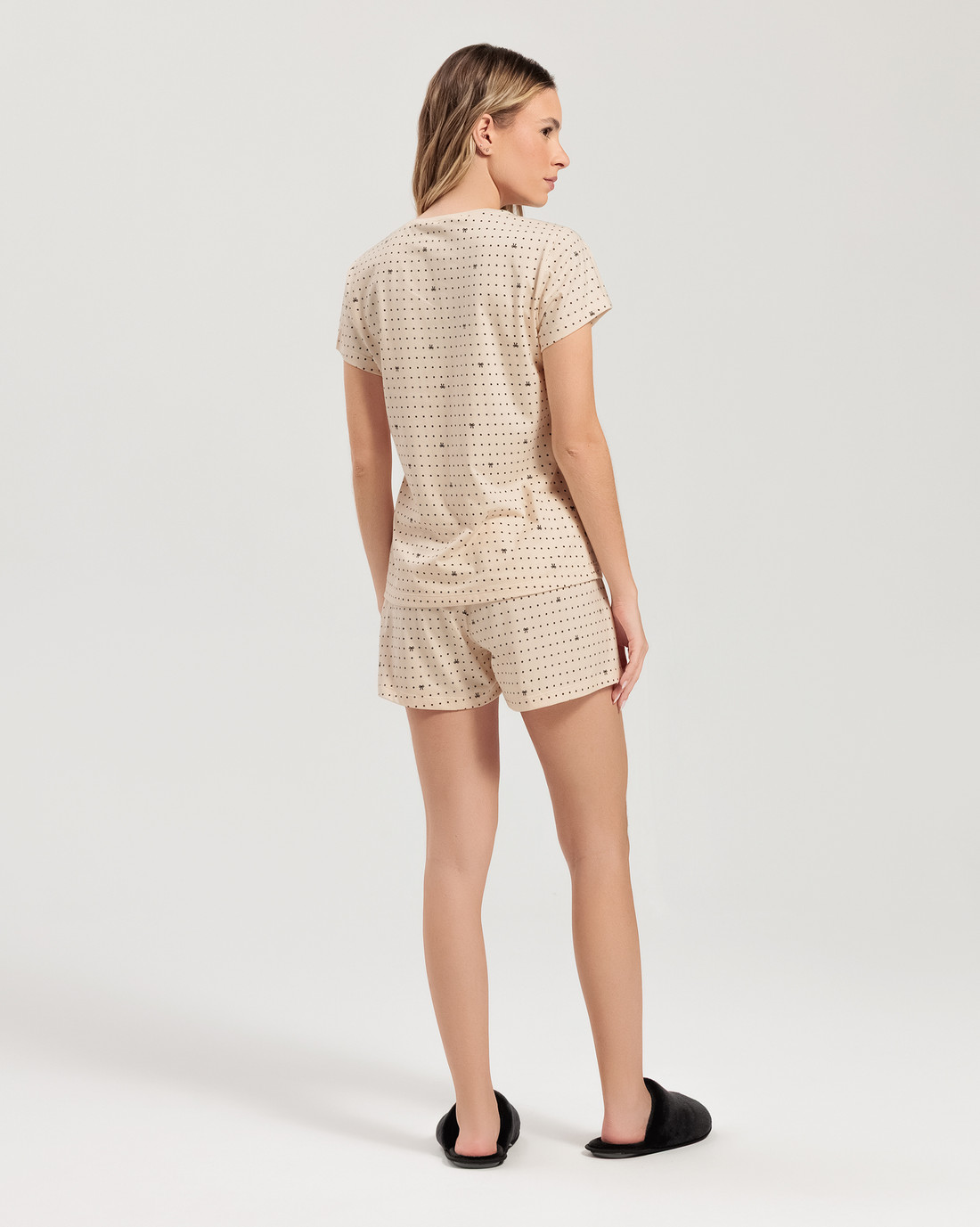 Pijama Feminino Manga Curta Com Shorts