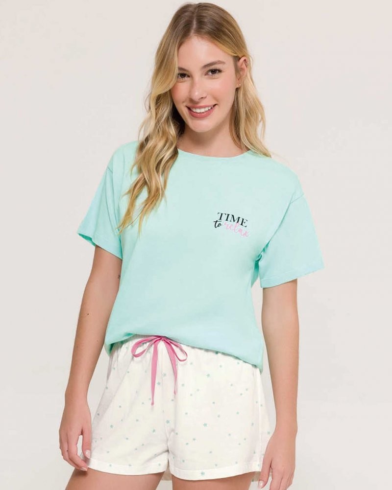 Pijama Feminino Manga Curta com Shorts