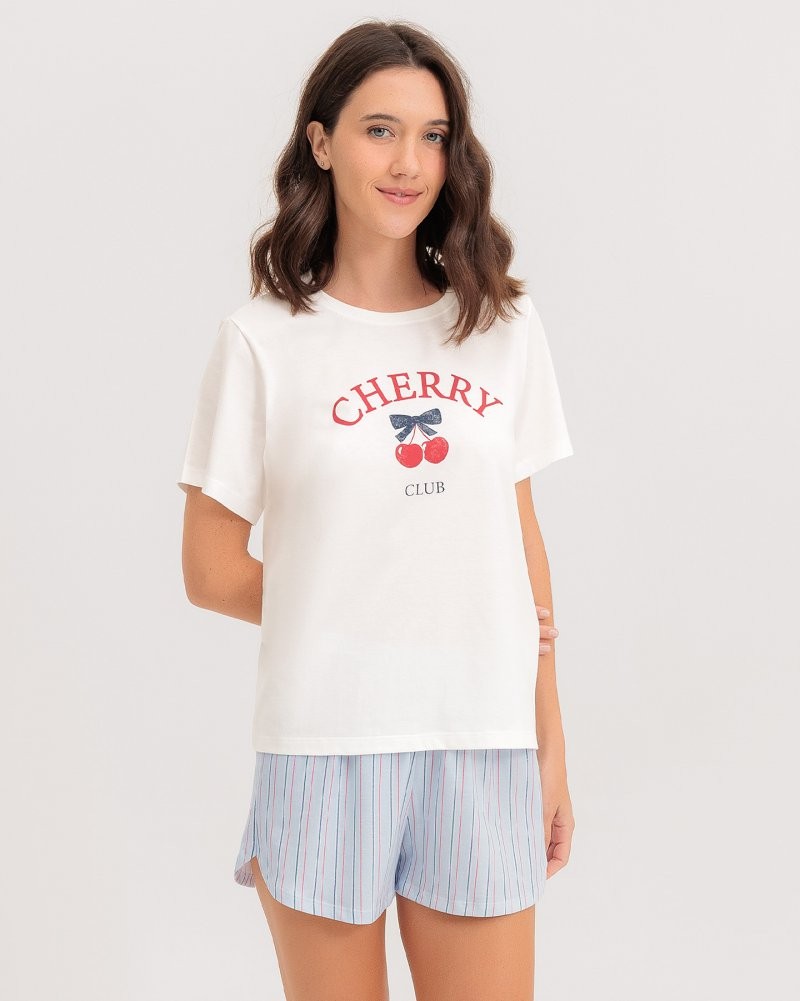 Pijama Feminino Manga Curta Com Shorts