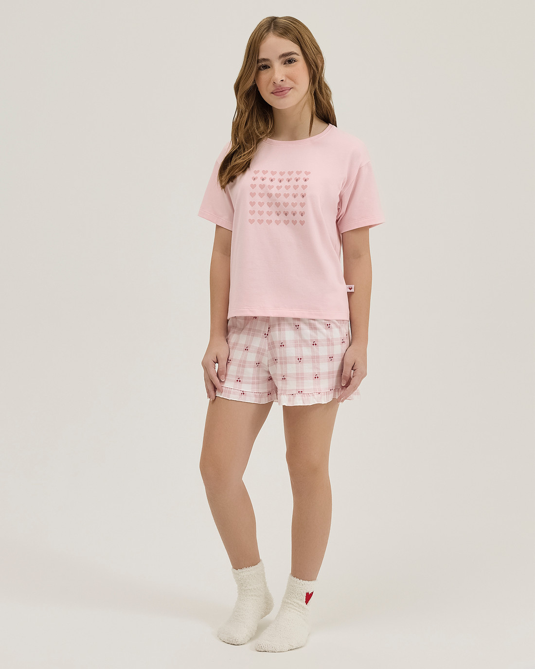 Pijama Feminino Infantil Manga Curta Com Shorts