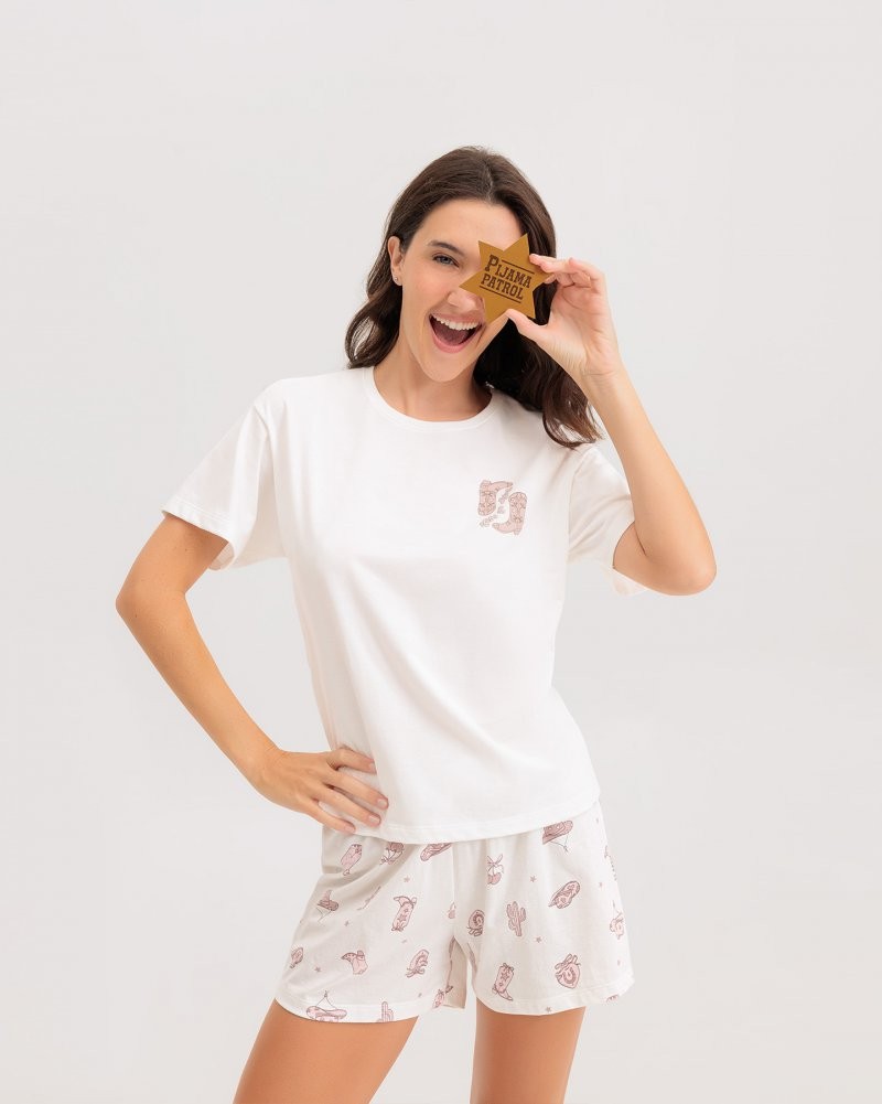Pijama Feminino Manga Curta Com Shorts