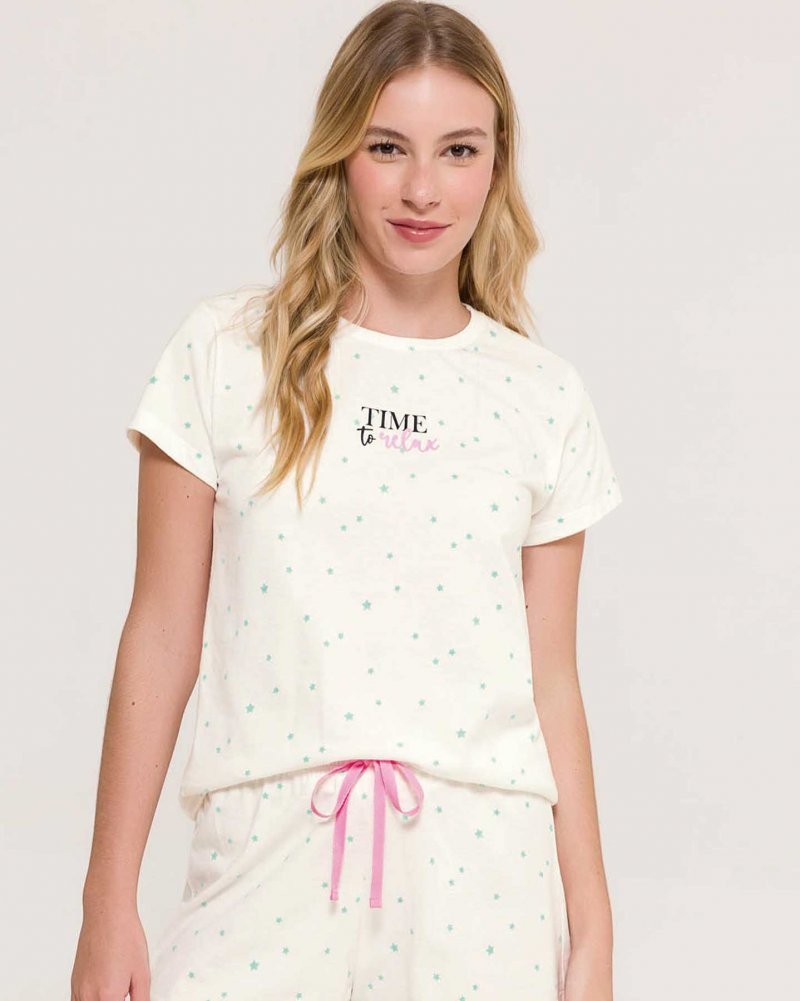 Pijama Feminino Manga Curta com Shorts