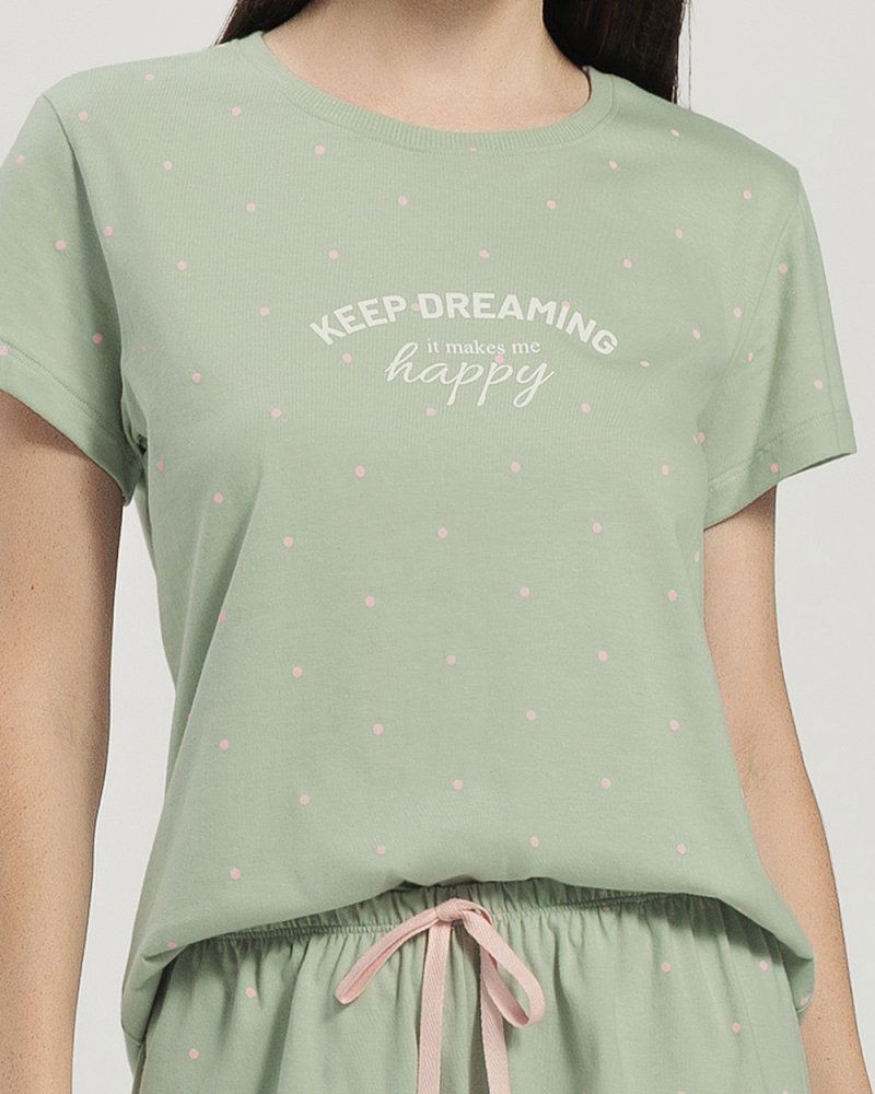 Pijama Feminino Manga Curta Com Shorts