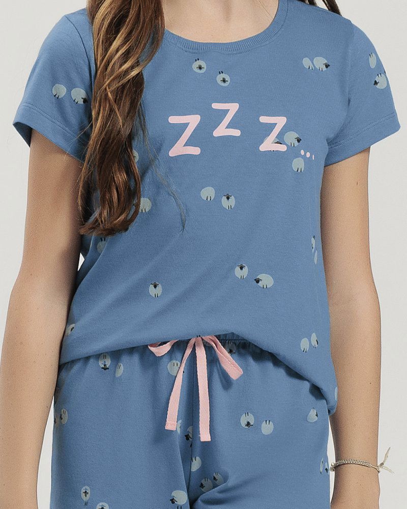 Pijama Feminino Infantil Manga Curta Com Shorts