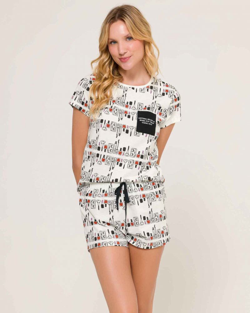 Pijama Feminino Manga Curta Com Shorts