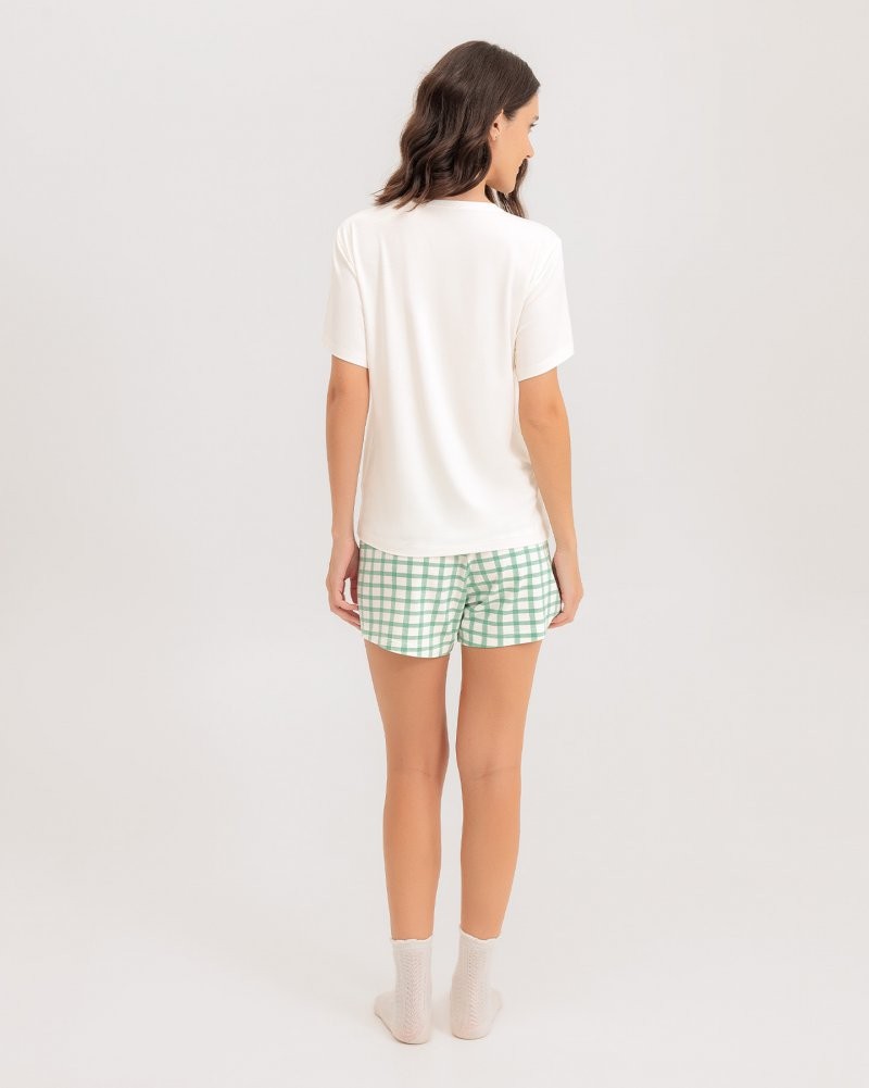 Pijama Feminino Manga Curta Com Shorts