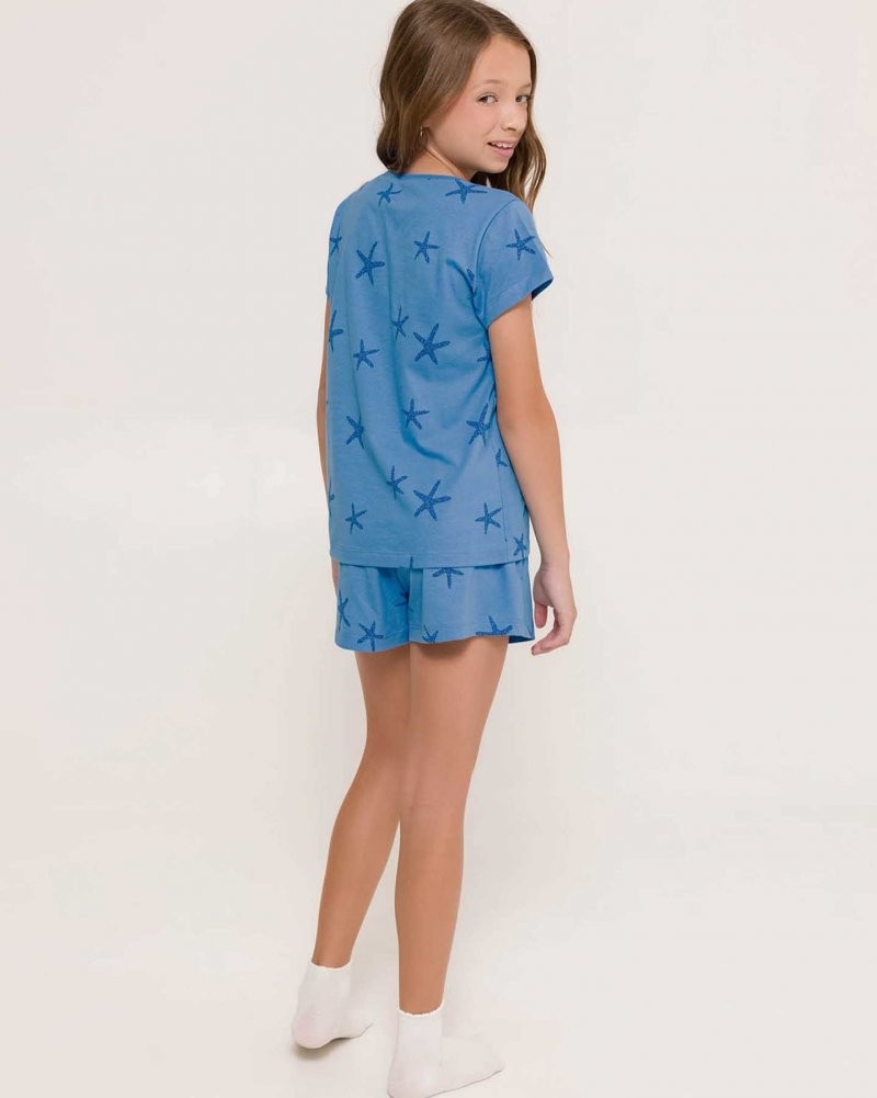 Pijama Feminino Infantil Manga Curta com Shorts