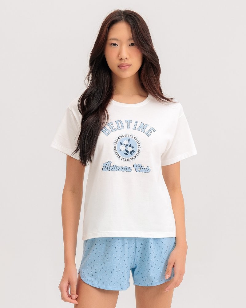 Pijama Feminino Manga Curta Com Shorts