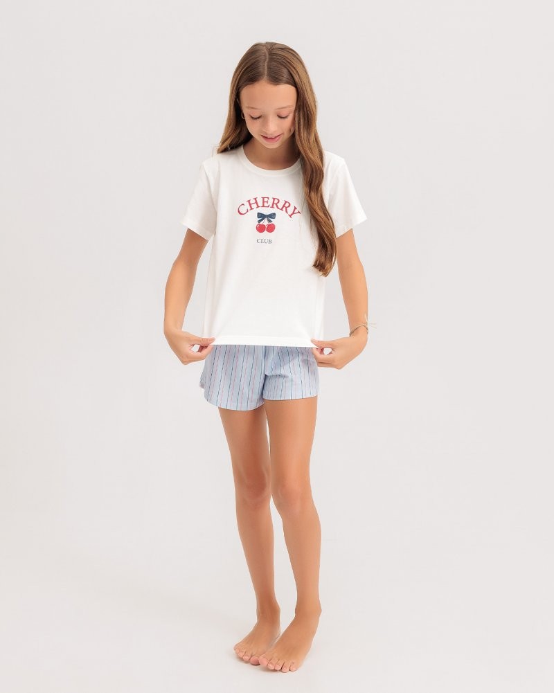 Pijama Infantil Feminino Manga Curta com Shorts Pijama Infantil Feminino Manga Curta com Shorts