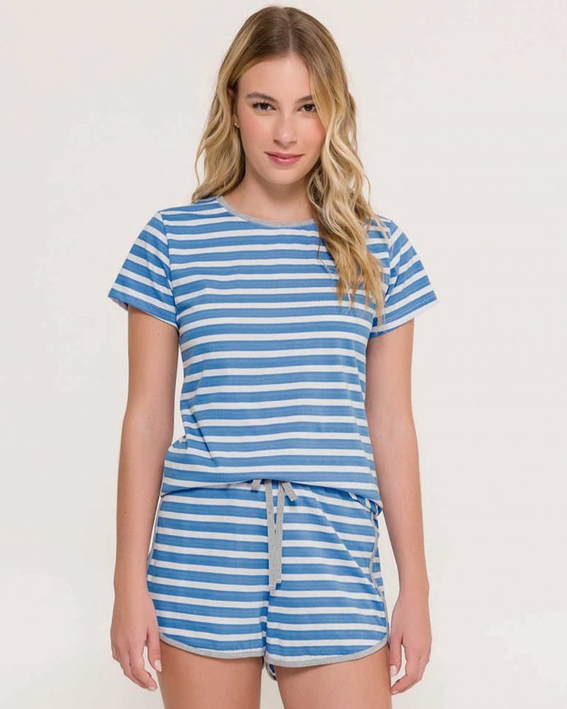 Pijama Feminino Manga Curta com Shorts