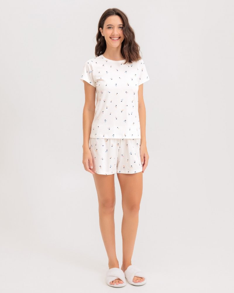 Pijama Feminino Manga Curta Com Shorts