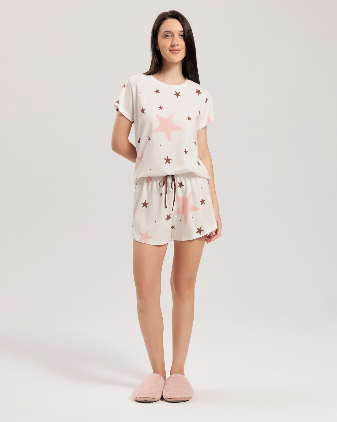 Pijama Feminino Manga Curta Com Shorts