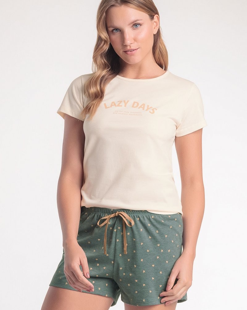 Pijama Feminino Manga Curta Com Shorts
