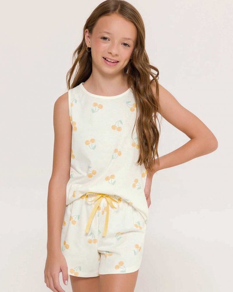 Pijama Feminino Infantil Regata com Shorts