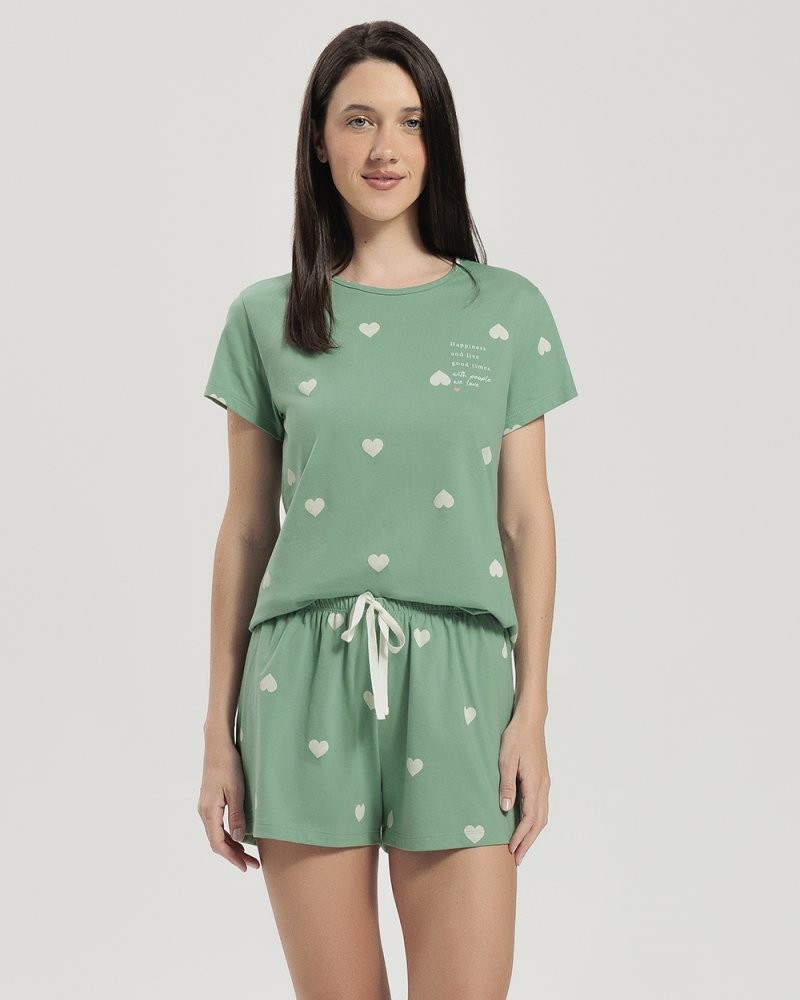 Pijama Feminino Manga Curta com Shorts
