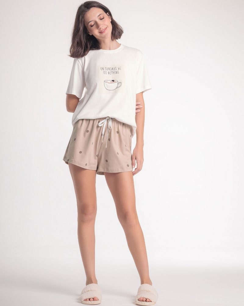 Pijama Feminino Manga Curta com Shorts Pijama Feminino Manga Curta com Shorts