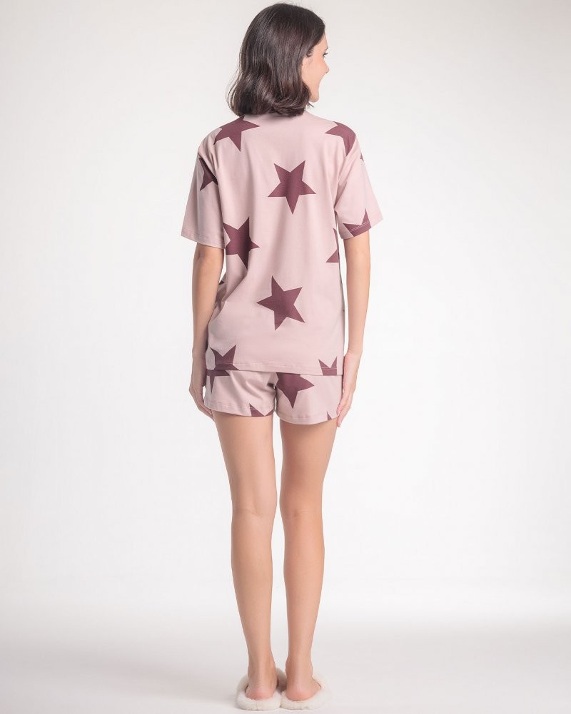 Pijama Feminino Manga Curta Com Shorts