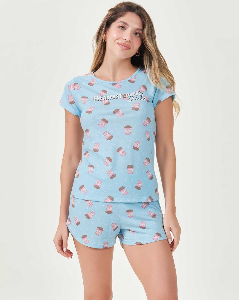 Pijama Feminino Manga Curta Com Shorts