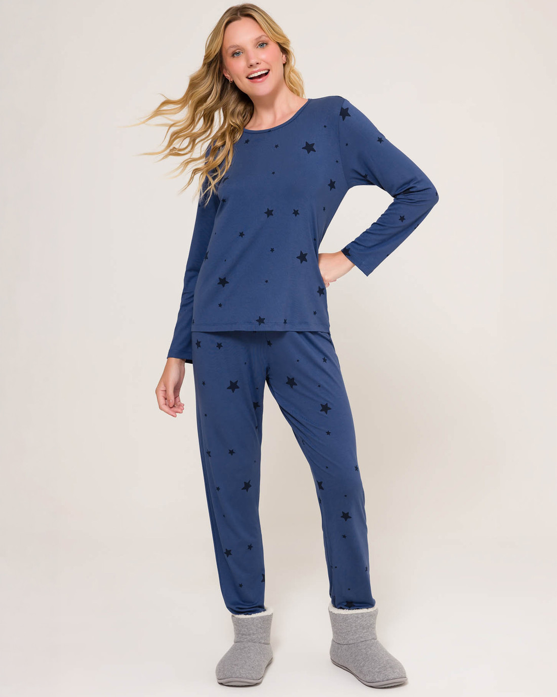 Pijama Feminino Manga Longa Com Calça Pijama Feminino Manga Longa Com Calça