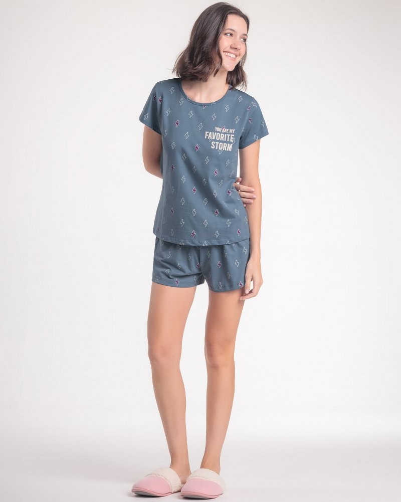 Pijama Feminino Manga Curta com Shorts