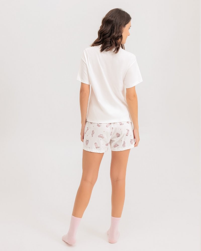 Pijama Feminino Manga Curta Com Shorts