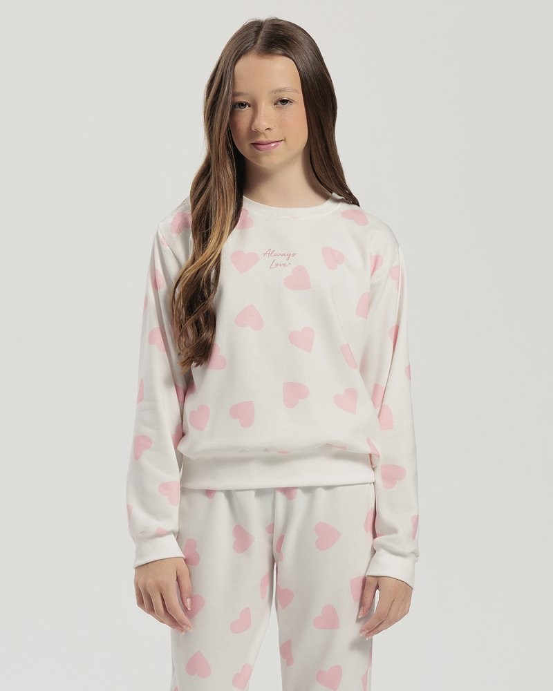 Pijama Feminino Infantil Manga Longa Com Calça Pijama Feminino Infantil Manga Longa Com Calça