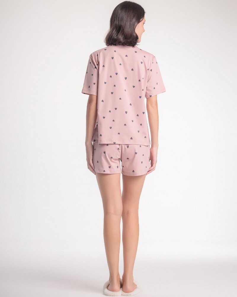 Pijama Feminino Manga Curta Com Shorts