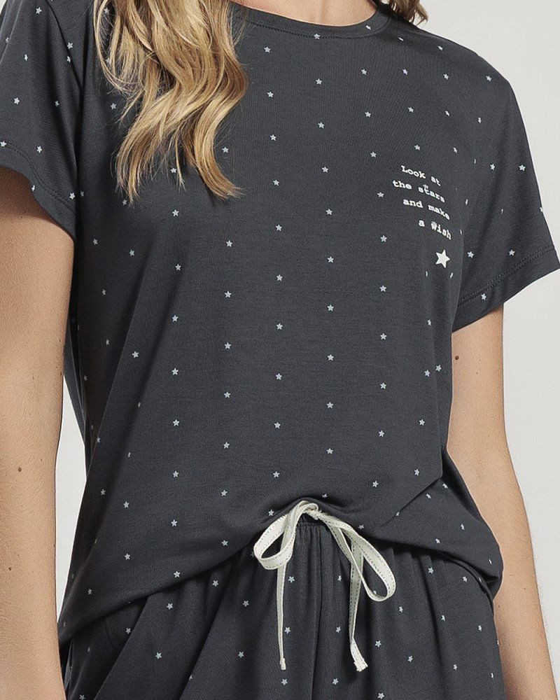 Pijama Feminino Manga Curta Com Shorts
