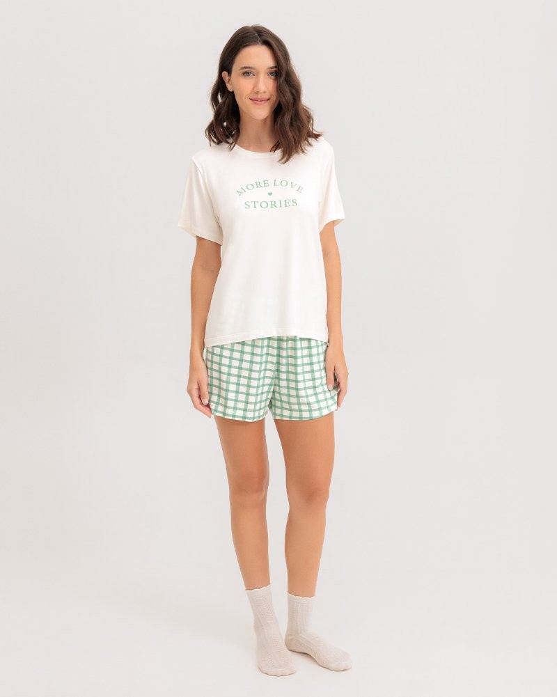 Pijama Feminino Manga Curta Com Shorts