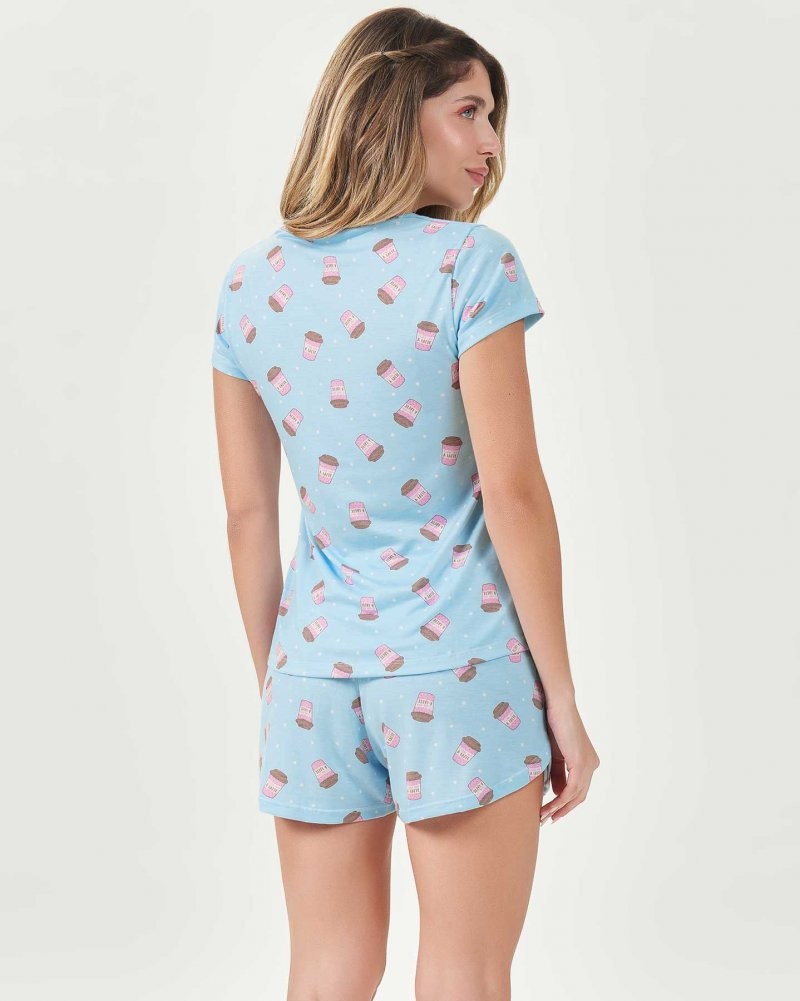 Pijama Feminino Manga Curta Com Shorts